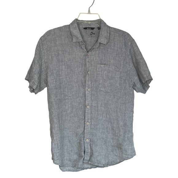 Bohio Mens Gray Linen Short Sleeve Button-Down Shirt M 32g - Picture 1 of 4